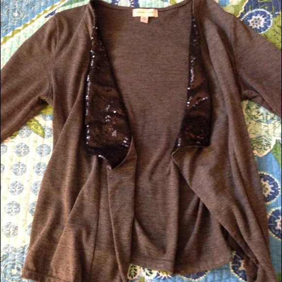 Gray sweater with black sequin detail!