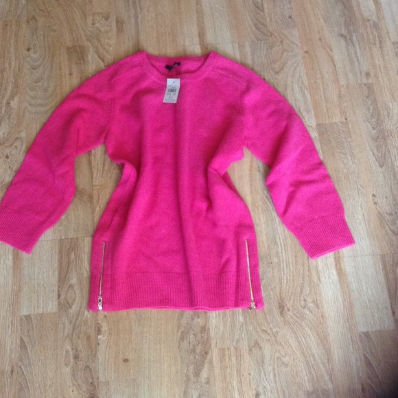 Bundle Ann Taylor Pink Merino Wool Zip Sweater - Picture 2 of 4