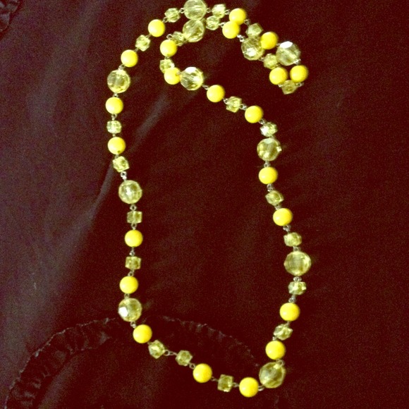 Long yellow beaded necklace