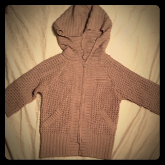 Beige/taupe 3/4 sleeve zipper sweater hoodie
