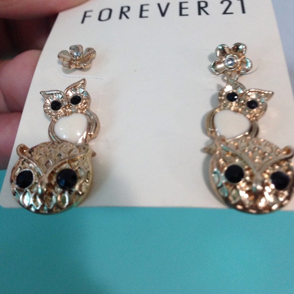 Owl and flower stud earrings. New! - Picture 2 of 4