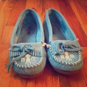 Blue Minnetonka moccasins