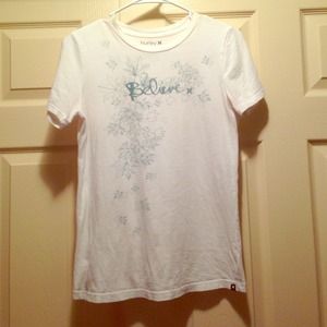 Hurley white and green "believe" top