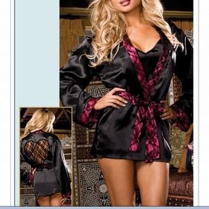 Heart Shape satin and open back Sleepwear