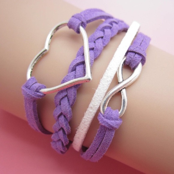 🚫SOLD🚫HEART SILVER/PURPLE INFINITY BRACELETS.