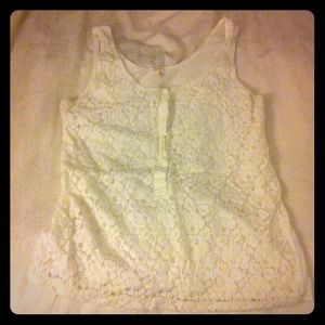 J. Crew white lace tank with half button front