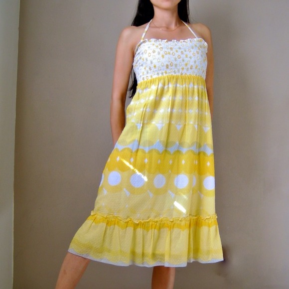 Juicy Couture Yellow Pattern Summer Dress
