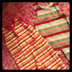 Two baby gap fleece rompers. 3-6 months.