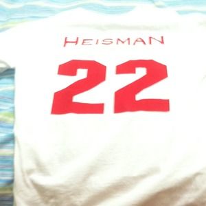 It is a small red #22 heisman t-shirt