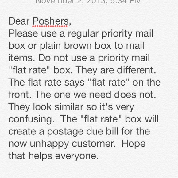 FYI about appropriate mailing boxes.