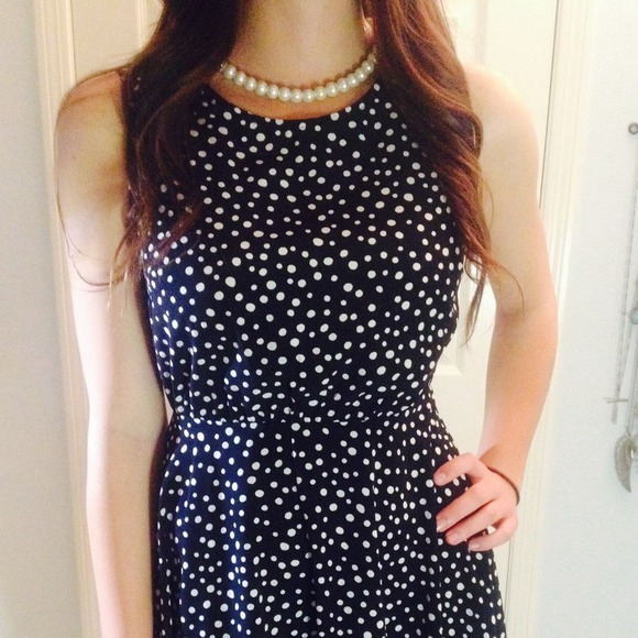 SOLD Polka Dot Dark Navy Dress HOST PICK - Picture 2 of 4