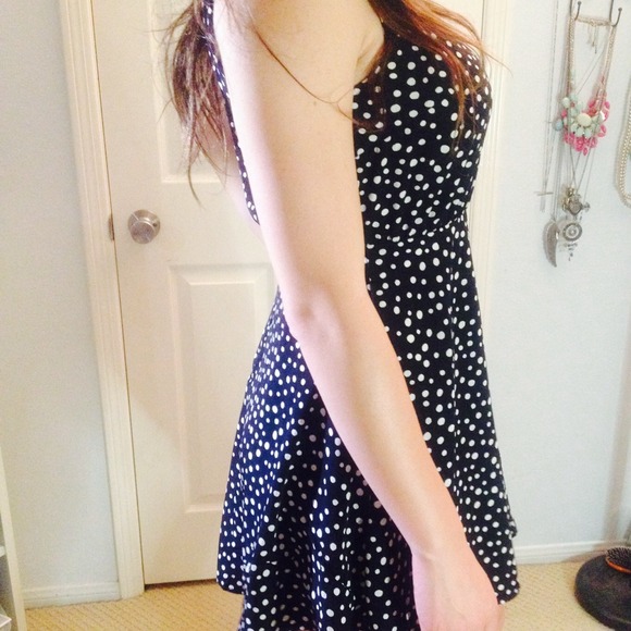 SOLD Polka Dot Dark Navy Dress HOST PICK - Picture 3 of 4