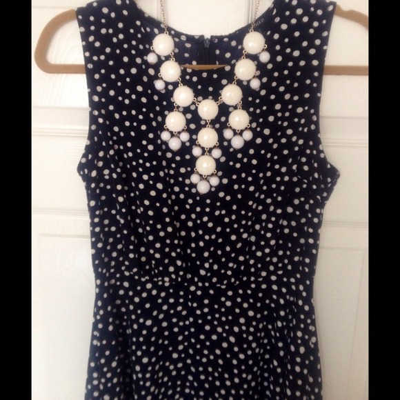 SOLD Polka Dot Dark Navy Dress HOST PICK - Picture 4 of 4
