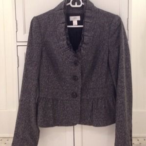 Ann Taylor Loft ruffled tweed blazer