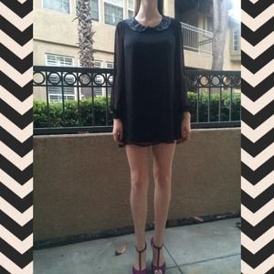 Black sequin collar dress