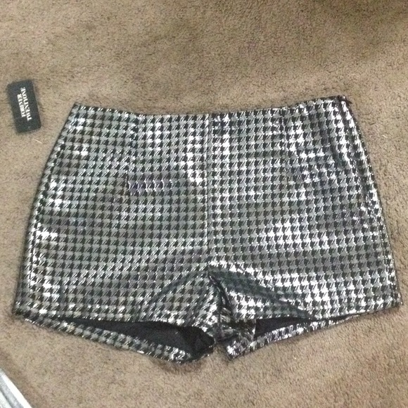 Silver and Black Metallic High Waisted Shorts