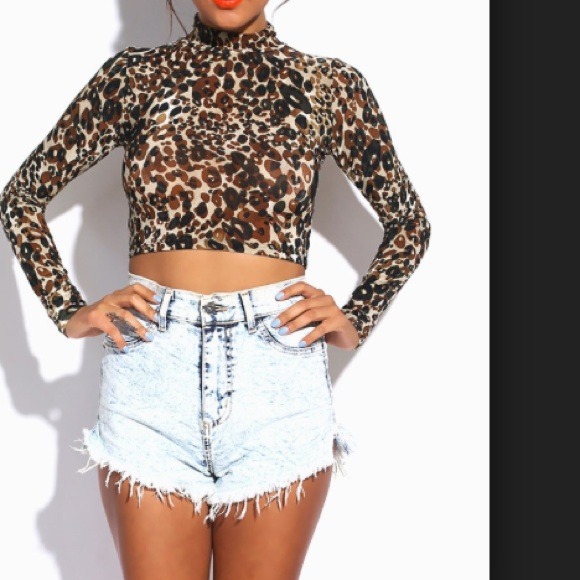 Long Sleeve leopard crop top RESERVED
