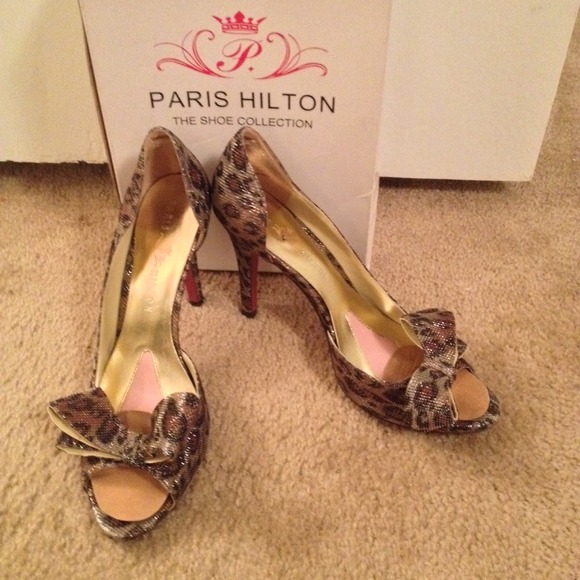 Paris Hilton cheetah print shoes