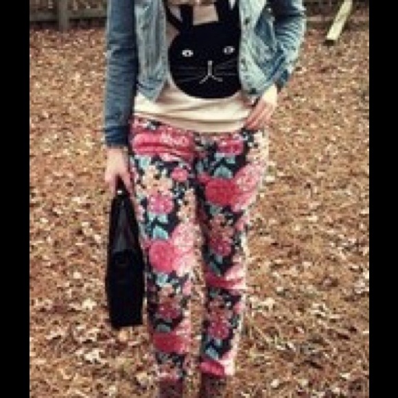 Floral Print skinny jeans