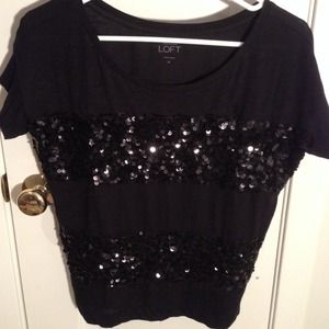 Black Sequin Striped Shirt, size XS