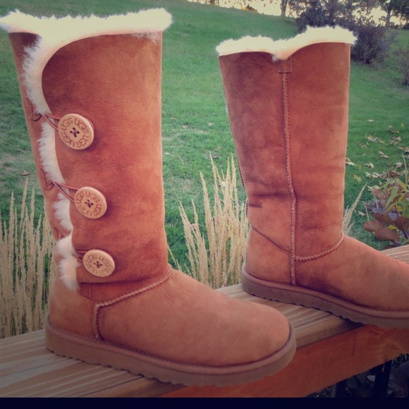 Tall brown uggs with buttons