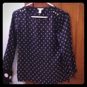 100% silk anchor j crew top!