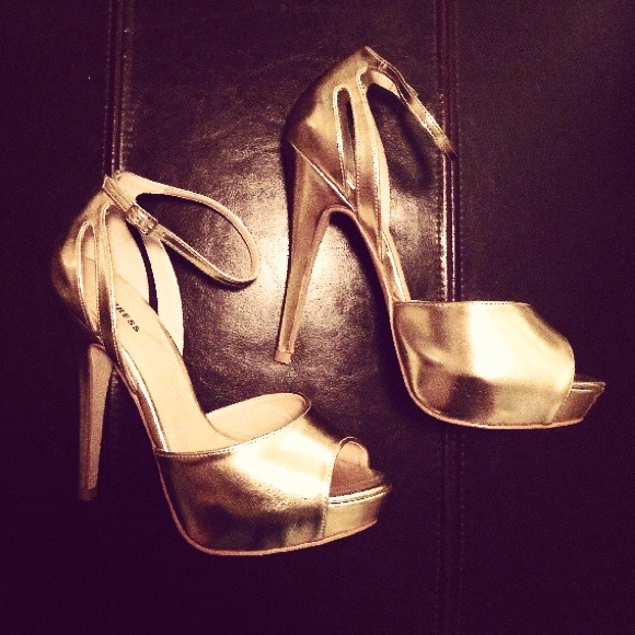 New Gold Strappy Platform Heels