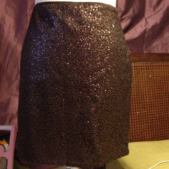 NWT Brown Sequined Skirt Size 4p - Picture 2 of 3