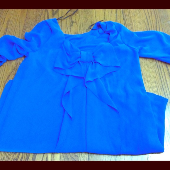 Bow Back Blue Shift Dress M