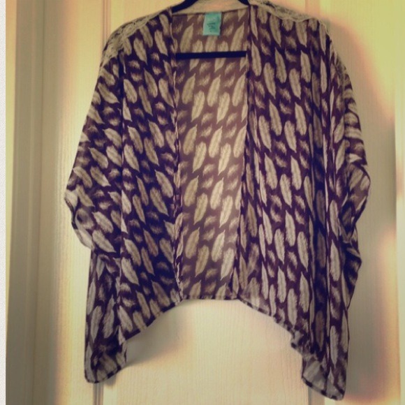 Sheer feather kimono