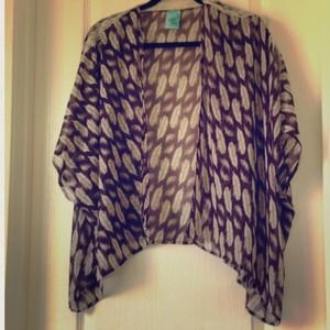 Sheer feather kimono