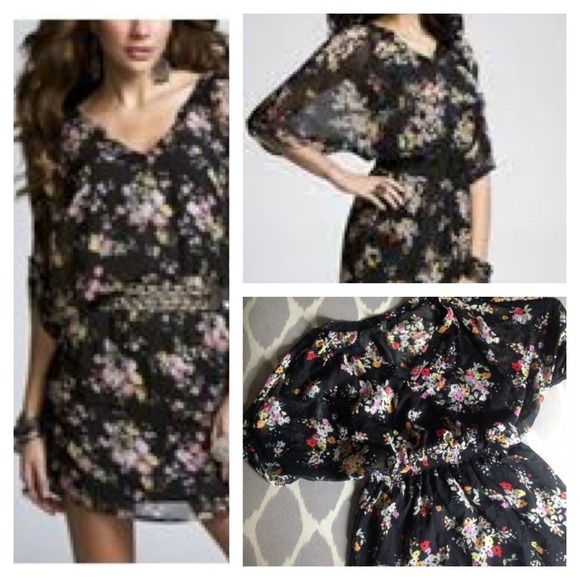 EXPRESS floral mini dress with dolman sleeves