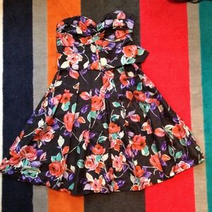 floral strapless dress