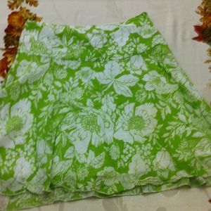 Green and White Floral Skirt