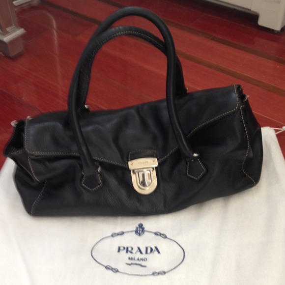 Prada Handbags - Authentic Black leather Prada bowler bag.