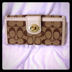 Coach Signature Turn-Lock Checkbook Wallet