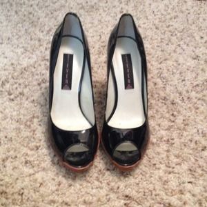 By Steven Black Peep toe platform pumps