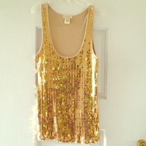 Gold sequin tank top