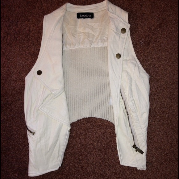 Off white cropped Bebe leather vest