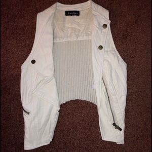 Off white cropped Bebe leather vest