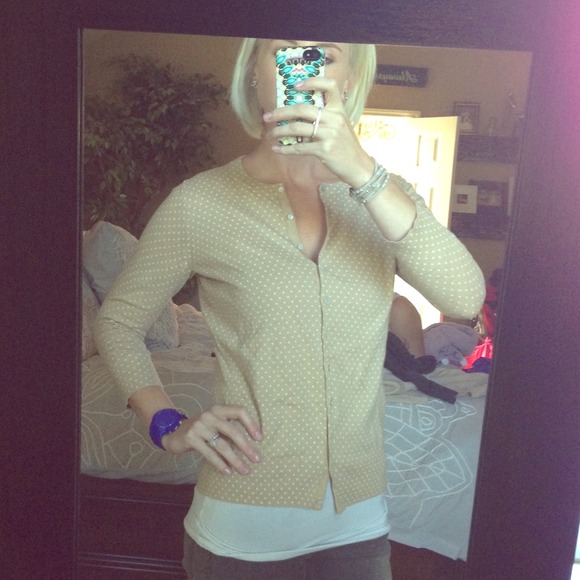 Tan and cream polka dot sweater