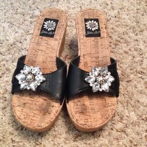 Yellow box slip on wedges