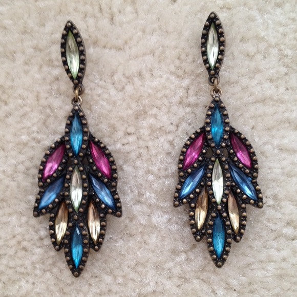 Colorful detailed peacock earrings