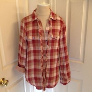 Joie Plaid Ruffle Shirt *Reserved*