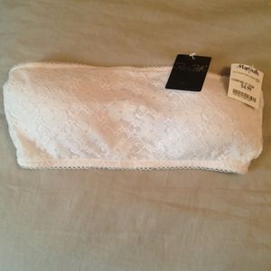 White bandeau lace bra