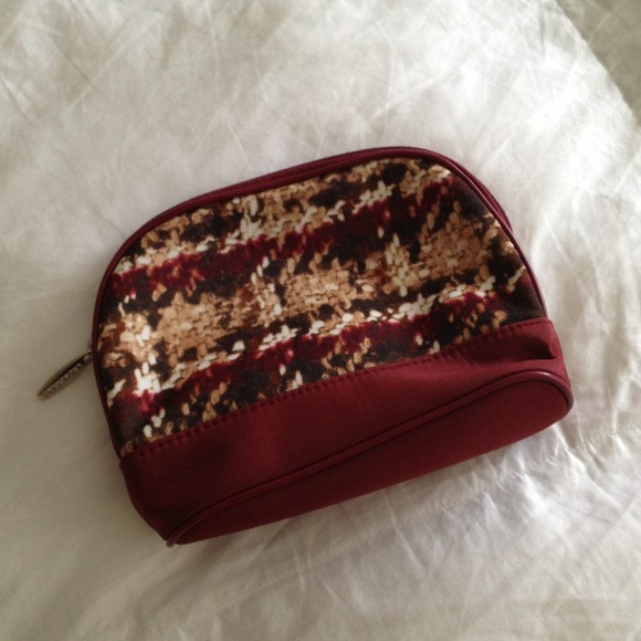 Lancôme Maroon & Brown Print Makeup Bag