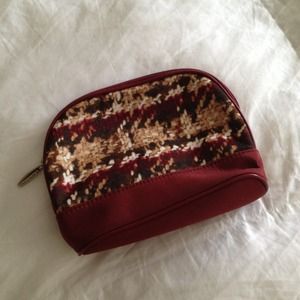 Lancôme Maroon & Brown Print Makeup Bag
