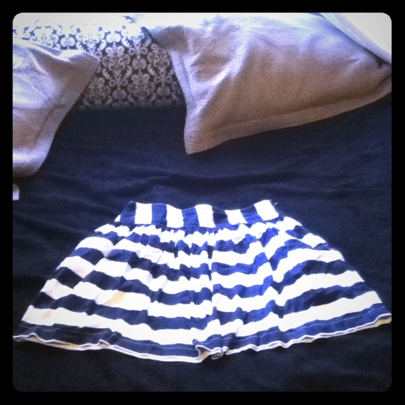 Navy and white striped skirt