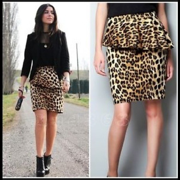 Zara leopard peplum skirt