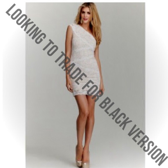 bebe One Shoulder lace bandage dress